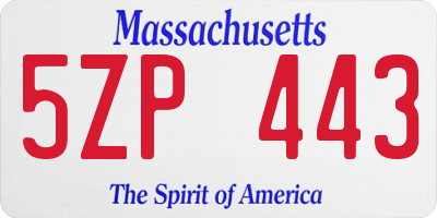 MA license plate 5ZP443
