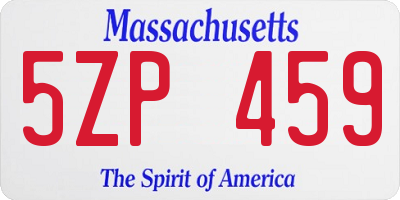 MA license plate 5ZP459