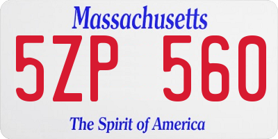 MA license plate 5ZP560