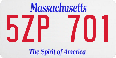 MA license plate 5ZP701