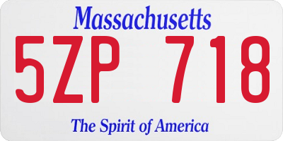 MA license plate 5ZP718