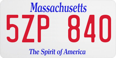 MA license plate 5ZP840