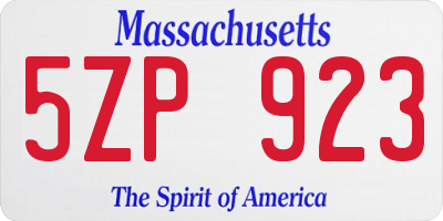MA license plate 5ZP923