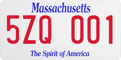 MA license plate 5ZQ001