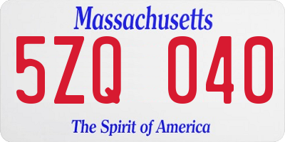 MA license plate 5ZQ040