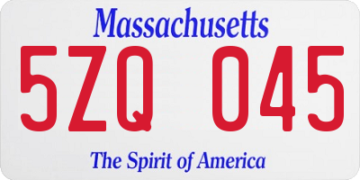 MA license plate 5ZQ045