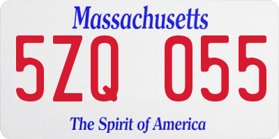 MA license plate 5ZQ055