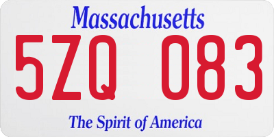 MA license plate 5ZQ083