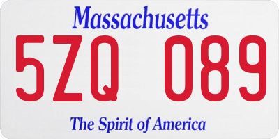 MA license plate 5ZQ089