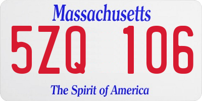 MA license plate 5ZQ106