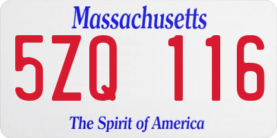 MA license plate 5ZQ116