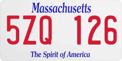 MA license plate 5ZQ126
