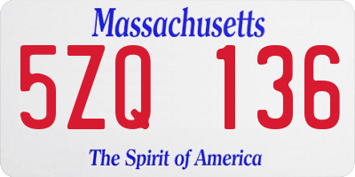 MA license plate 5ZQ136