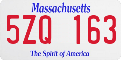 MA license plate 5ZQ163