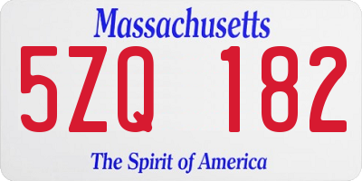 MA license plate 5ZQ182