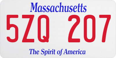 MA license plate 5ZQ207
