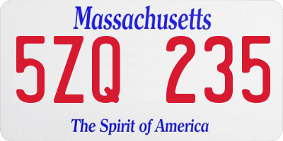 MA license plate 5ZQ235