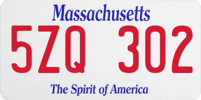 MA license plate 5ZQ302