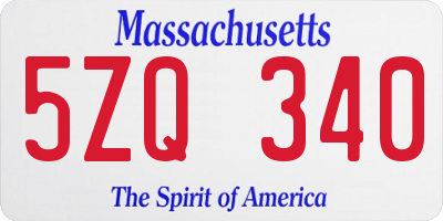 MA license plate 5ZQ340
