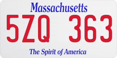 MA license plate 5ZQ363