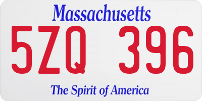 MA license plate 5ZQ396