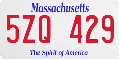 MA license plate 5ZQ429