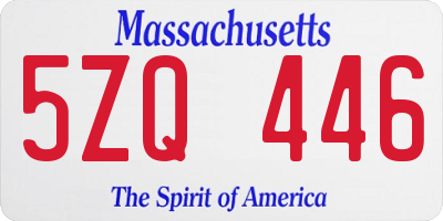 MA license plate 5ZQ446