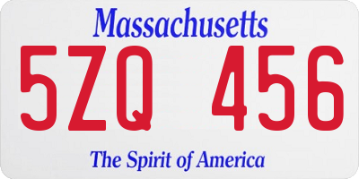 MA license plate 5ZQ456