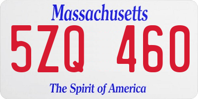 MA license plate 5ZQ460