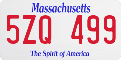 MA license plate 5ZQ499