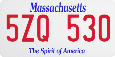 MA license plate 5ZQ530
