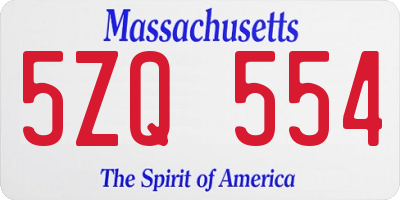 MA license plate 5ZQ554