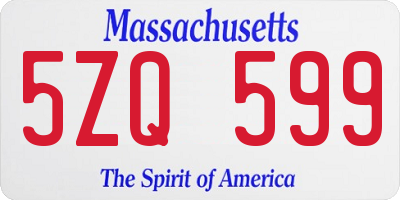 MA license plate 5ZQ599