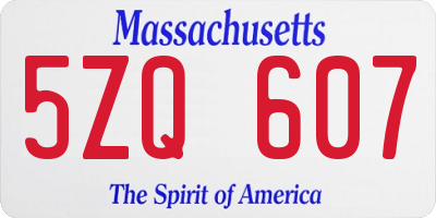 MA license plate 5ZQ607