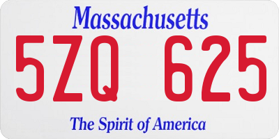 MA license plate 5ZQ625