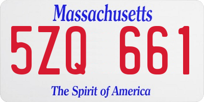 MA license plate 5ZQ661