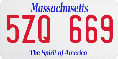 MA license plate 5ZQ669