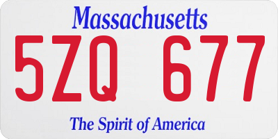 MA license plate 5ZQ677