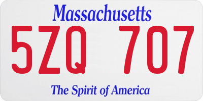MA license plate 5ZQ707