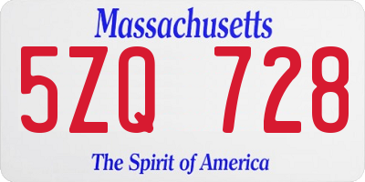 MA license plate 5ZQ728
