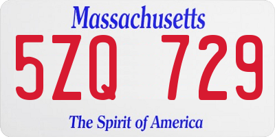 MA license plate 5ZQ729