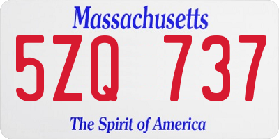 MA license plate 5ZQ737