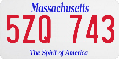 MA license plate 5ZQ743