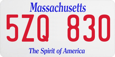 MA license plate 5ZQ830