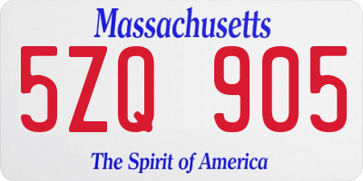 MA license plate 5ZQ905