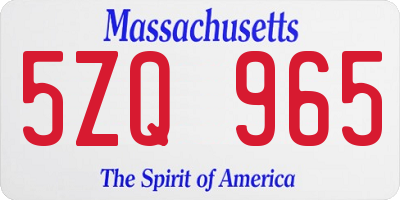 MA license plate 5ZQ965