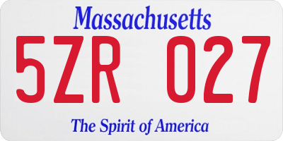 MA license plate 5ZR027
