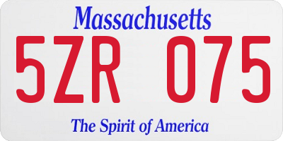 MA license plate 5ZR075