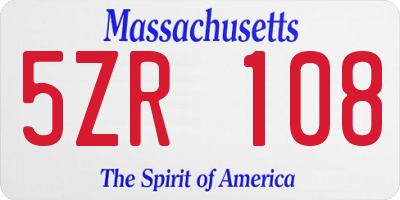 MA license plate 5ZR108