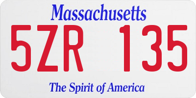 MA license plate 5ZR135